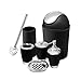 6 Piece Bathroom Accessories Set, Plastic Bath Ensemble Bath Set Lotion Bottles, Toothbrush Holder, Tooth Mug, Soap Dish, Toilet Brush, Trash Can (Black)