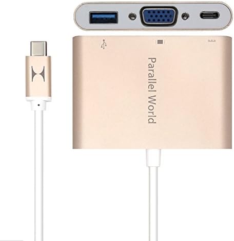 Type C to USB 3.0 VGA Type C Charger Cable Adapter for Apple New Macbook Chromebook Pixel 2015 - Gold