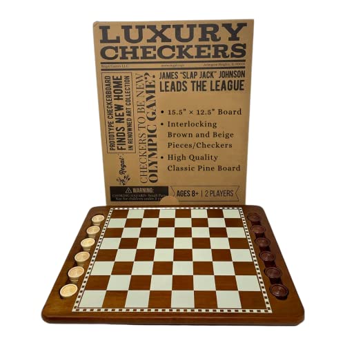 Regal Games Luxury Checkers Board Game Classic Tabletop Game Set Solid Natural Pine Game