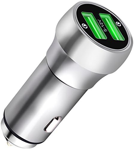 Car Charger Dual USB Quick Charge 3.0 48W Fast Charger for iPhone 7 6s Plus iPad Samsung Galaxy S7 S6 S8 Note 5 4 Nexus HTC Sony HuaWei and More (Silver)