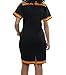 shekiss Women Sexy African Print V-neck Dashiki Bodycon Stretch Club Dress Black/yellow XX-Large