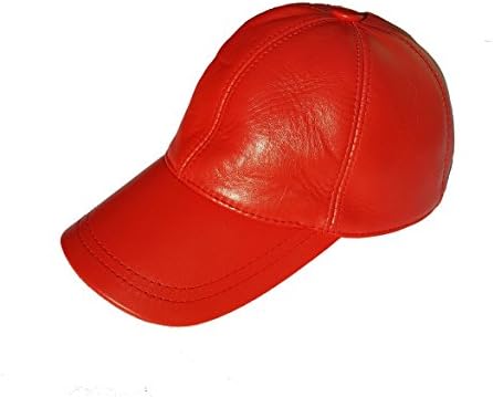 Genuine Leather Baseball Cap / Hat | Adjustable Velcro Closure | Handcrafted (Red)