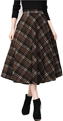 Vintage Winter Autumn Grid Skirts Classic Checkered Pattern