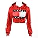 U-WARDROBE Casual Hoodie Literal Printing Sport Crop Top Sweatshirt Jumper Pullover Tops Red M