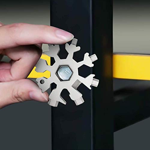 2020 Snowflake Multitool with Keychain, 19 in 1 Frosted Electroplated Snowflake Multi Tool Wrench, Great Christmas Gifts for Mens, Bottle Opener/Flat Screwdriver Kit