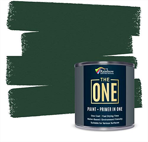 THE ONE ALL-IN-ONE PAINT & PRIMER: DURABLE FURNITURE, CABINET, FRONT DOOR, WALL, BATHROOM, KITCHEN – FAST DRYING INTERIOR & EXTERIOR CRAFT PAINT (GREEN, GLOSS, 8.5OZ)