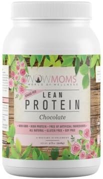 WOW Moms Lean Protein Powder - Chocolate Flavor (All Natural, Non GMO, Gluten Free, Soy Free, and Free of Artificial Ingredients)