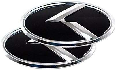 Tacraft 3D K Logo Fiber Hood Front Rear Trunk Emblem Sticker Badge for KIA K5 Optima Emblem (Chrome Black)