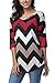 DREAGAL Chevron Print Bottoming T Shirt Wine Red Medium