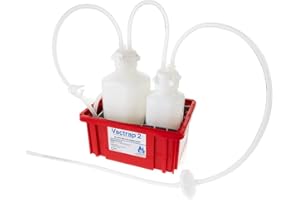 Foxx Life Sciences Lab Vacuum Trap Vactrap, 2L +1L Vacuum Bottle, HDPE, 53mm VersaCap with Two 1/4inch HB and sealable Vent Port, Secondary Container, Bleach Compatible