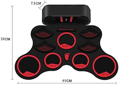 Amazon Co Jp Liufs キッズドラム 子供の手のロール電子ドラム初心者打楽器9ドラム表面ポータブル コンピュータ モバイルゲームミュージックトレーニングに接続することができます Color Red ホーム キッチン