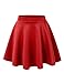 MBJ WB211 Women's Basic Versatile Stretchy Flared Skater Skirt for Girl L RED