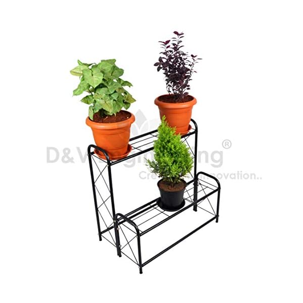 D&V ENGINEERING - Creative in innovation Metal 2 Tier Step Type Plant Stand, Black, 26 inch, 1 Piece - Image 4