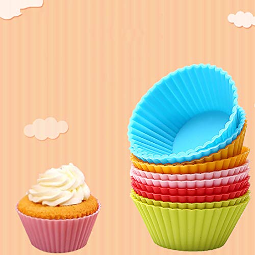 Loweryeah 12Pcs Round Shape Silicone Muffin Cupcake Mould Case Bakeware Maker Mold Tray Baking Cup Liner Baking Molds - Thumbnail 3