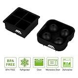 Adoric 2 Pack 4 Cubes Each Silicone Ice Cube Trays - Black