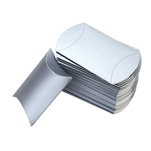 Vlovelife Silver Paper Pillow Favor Gift Box Wedding Party Favour Anti-Scratch Gift Candy Box Pack Of 100