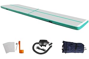 EZ GLAM 10ft/13ft/16ft/20ft Air Mat Tumble Track Inflatable Gymnastics Tumbling Track Mat with Electric Air Pump for Cheerleading/Practice/Beach/Park/Home use