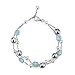 Sterling Silver Milky Aquamarine and Pearl Chain Link Station Tin Cup Bracelet for Women, 7.5