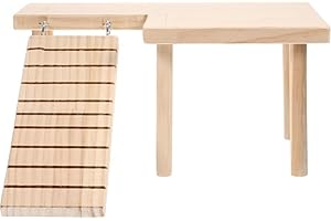 LALOCAPEYO Wooden Platform with Ladder,Natural Small Animal Standing Platform,Landscape Platform,Reptiles Hide Wooden Climbin