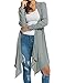 Zeagoo Women Asymmetric Draped Open Front Long Sleeve Soft Duster Cardigan Sweater,Gray,XX-Large