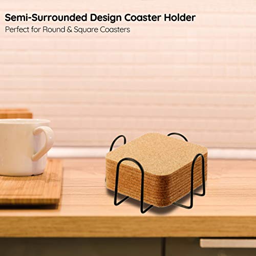 NOHPILY 4.1 Inch Metal Coaster Holder Black Iron Metal Coasters Holder for Round Coasters, Set of 2 Pack