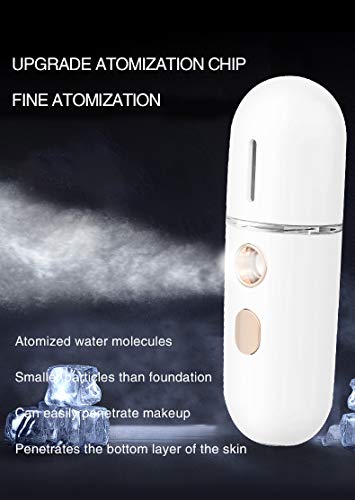 Axchongery Mini Portable Nano Steaming Facial Humidifier, Handy Spray Moisturizer Beauty Instrument, Small Portable Mist Sprayer for Face Moisturizing and Hydrating, No Noise, Travel (A)
