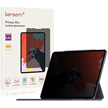 BERSEM iPad Pro 12.9 Privacy Screen Protector, Anti Glare Anti Spy Screen Protector for iPad Pro 12.9 2018 Matte Privacy Film Landscape Privacy Compatible with Pen Easy Installation Kit