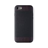 iATO iPhone 8 / 7 Wood Leather Case GOODWOOD Genuine LEATHER & Real WOODEN Premium Protective Cover. Unique, Stylish & Classy Black SAFFIANO leather & ROSE Wood Snap On Back Case for iPhone 7 / 8
