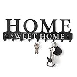 Home Sweet Home Key Holder for Wall (9-Hook Rack) Decorative, Metal Hanger for Front Door, Kitchen, or Garage | Store House, Work, Car, Vehicle Keys | Vintage Decor