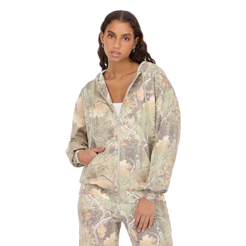 Forever 21 Boyfriend Zip Up Hoodie With Graphics, Green, Medium