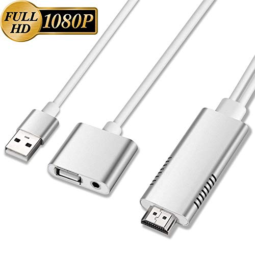 Compatible with iPad iPhone to HDMI Adapter Cable, Digital AV Adapter Support 1080P HDTV Compatible with iPhone iPad Android phone to TV Projector Monitor