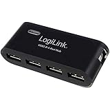 LogiLink UA0085 - Hub de 4 Puertos USB 2.0 y Fuente de alimentación, Negro