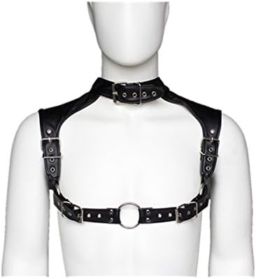 Yufengs Sexy Men Leather Chest Harness Adjustable Restraints SM Body Harness Nightclubs Clothing, Black
