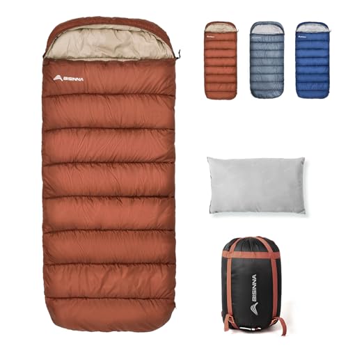 BISINNA Plus Size Wide Schlafsack für Große Erwachsene - 3-4 Jahreszeiten Winter Outdoor Warmer Deckenschlafsack, XXL Camping für Camping (Orange, 2.5
