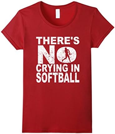 Women's Vintage Softball Tee: There's No Crying In Softball Shirt Large Cranberry