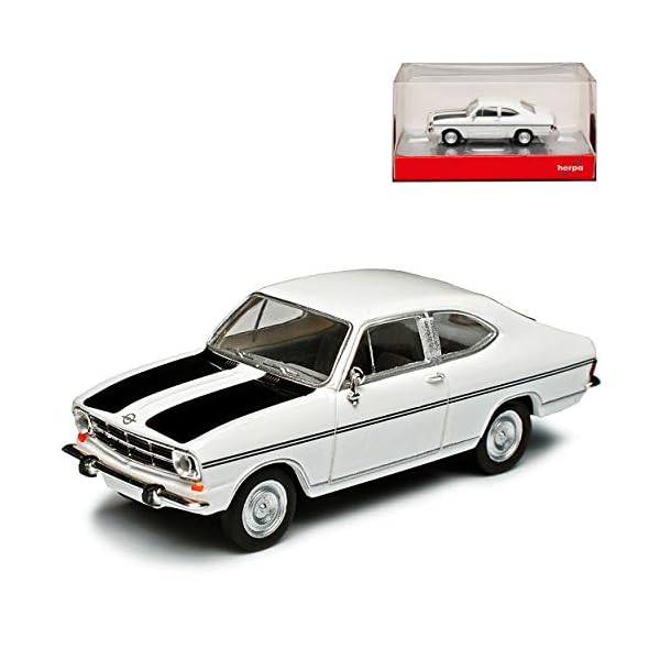 Opel Kadett B Coupe Rallye 3 Türer Weiss mit Schwarz 1965-1973 H0 1/87 Herpa Modell Auto