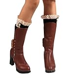 Leg Warmers,Haoricu Women Winter Warm Knitted Socks Leg Warmers Boot Crochet Short Socks (Black)