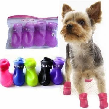 UR Dog Shoes Waterproof Skidproof Pet Dog Rain Protective Rubber Shoes Booties Pink S