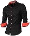 jeansian Men's Slim Fit Long Sleeves Casual Shirts 2028 Black M