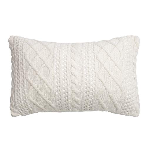 Lumbar Decorative Throw Pillow Cover Sweater Knit Rectangular Cushion Case for Couch, Chair, Bed and Home Accent Decor, 12 x 20 Inch / 30 x 50 cm Beige