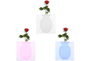 UNFRAMED POP PRINTS Magic Silicone Vase, Removable Silicone Flower Vase, Reusable Wall-Mounted Sticky Flower Vase, Self-Adhesive Bouquet Plant Storage Decor for Wall, Glass, Window, Fridge, Bathroom(3pcs)