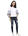 SheIn Women's Striped Ruffle Asymmetric Bell Sleeve Blouse Top Large Navy