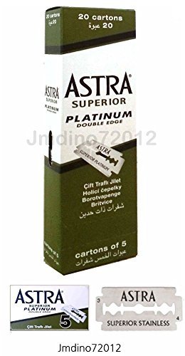 Astra Superior Platinum Double Edge Shaving Razor Blades 100 Pcs Barber Favored by Astra
