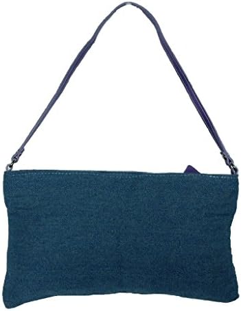 Girls Womans Ladies Blue Denim Purse, Clutch, Hand, Makeup Accessory Bag With Purple Faux Leather Strap & Zip **only £2.49p** NOW YOU CAN BUY AS MANY AS YOU LIKE