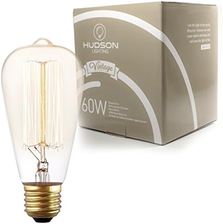 Hudson Lighting Vintage Antique Style Edison Bulb - 1 Pack - ST64 - Squirrel Cage Filament - 230 Lumens - 60 Watt - Dimmable - E26 Bulb Base - Classic Squirrel Cage Filament