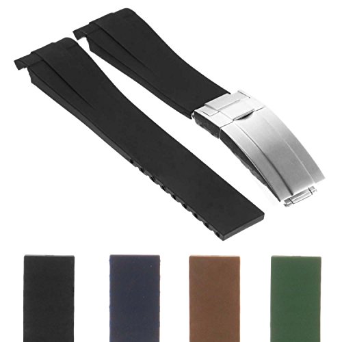 StrapsCo 20mm Premium Silicone Rubber Replacement Watch Band Strap for Oysterflex