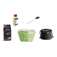  Lotusgrill Lotusgrill Edelstahl Stahl Kunststoff grün klein Balkon Camping Picknick ✔ rund ✔ tragbar rauchfrei ✔ Grillen mit Holzkohle ✔ für den Tisch 