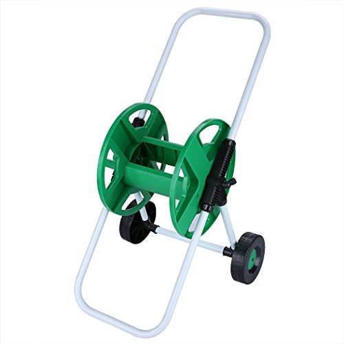 Dtemple 164-Foot Capacity Garden Water Hose Reel Cart, Hose Pipe Holder Trolley Cart with 2-Wheels, green.