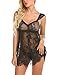 ADOME Women Lingerie Lace Babydoll V Neck Chemise Set Sheer Sleepwear Nightwear Outfits