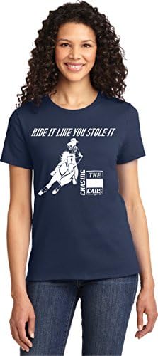 Ride It Like You Stole It Barrel Racing Ladies Navy T-Shirt